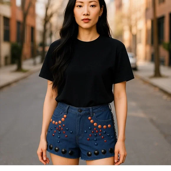 Anna Sui Beaded Summer Fashion Shorts - Picture 1 of 11